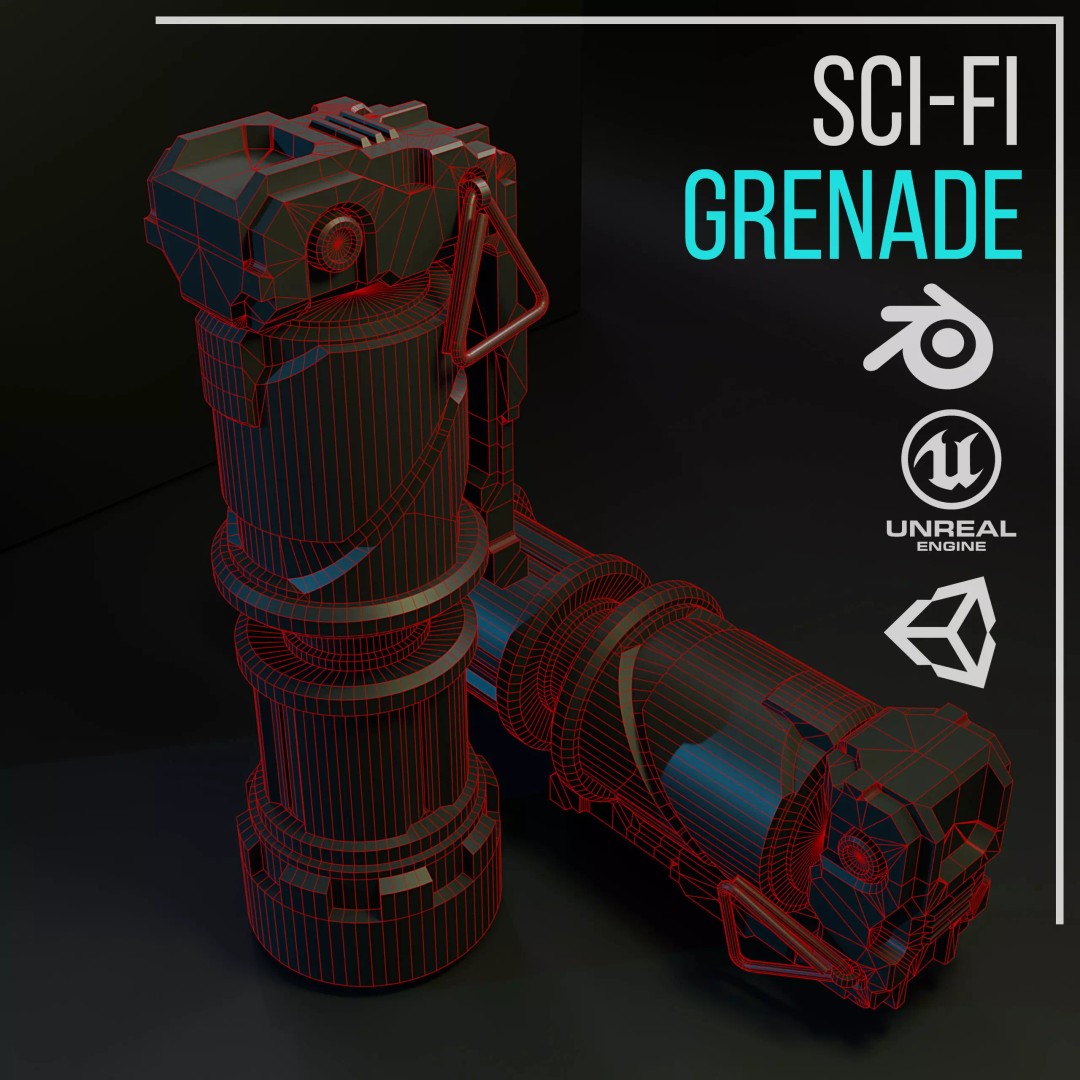 Sci-Fi Grenade 3D Model – Low Poly Game Ready Asset, FBX - View 13