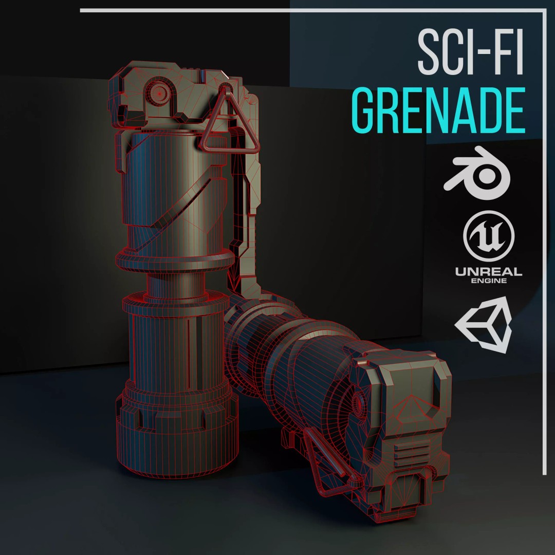 Sci-Fi Grenade 3D Model – Low Poly Game Ready Asset, FBX - View 14