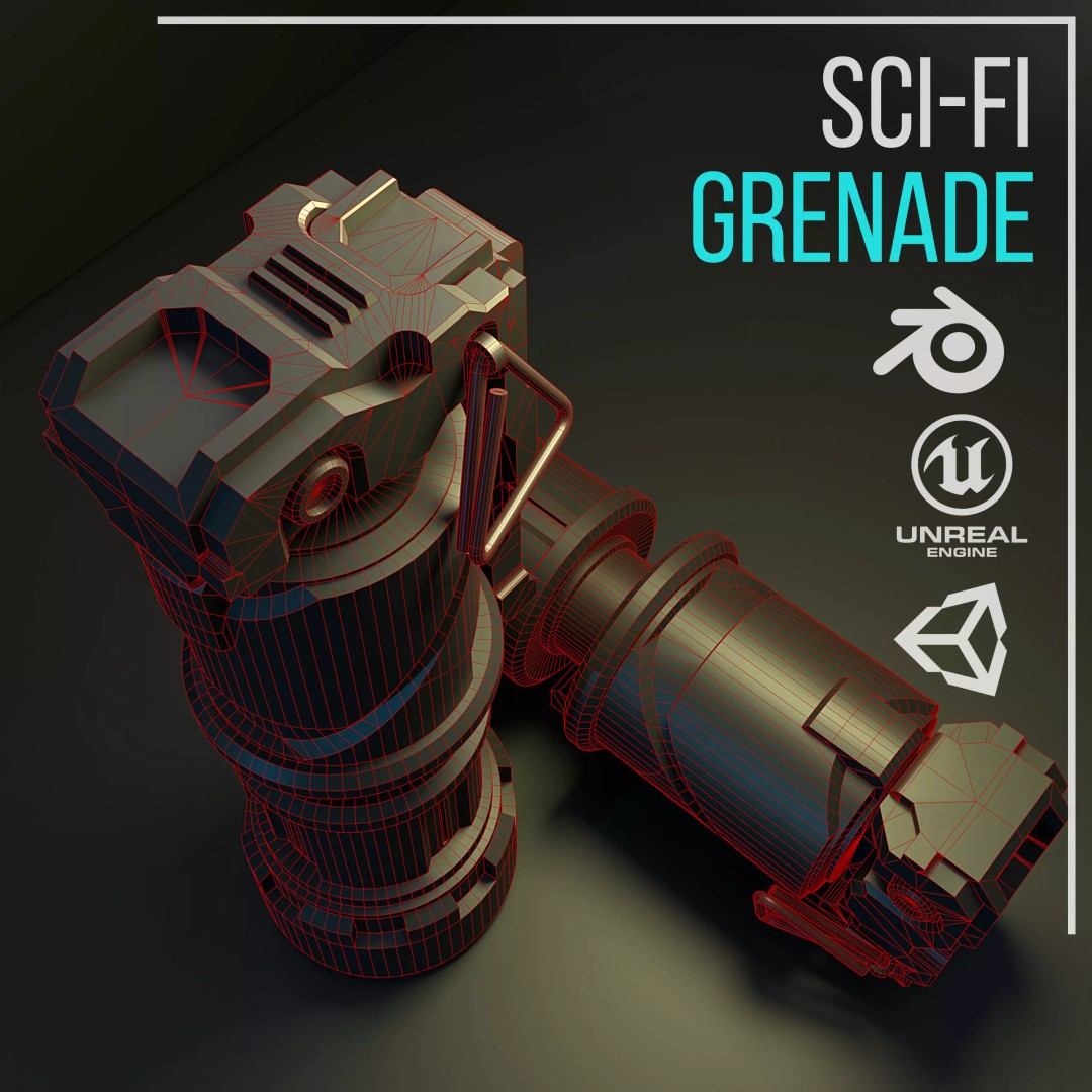 Sci-Fi Grenade 3D Model – Low Poly Game Ready Asset, FBX - View 15