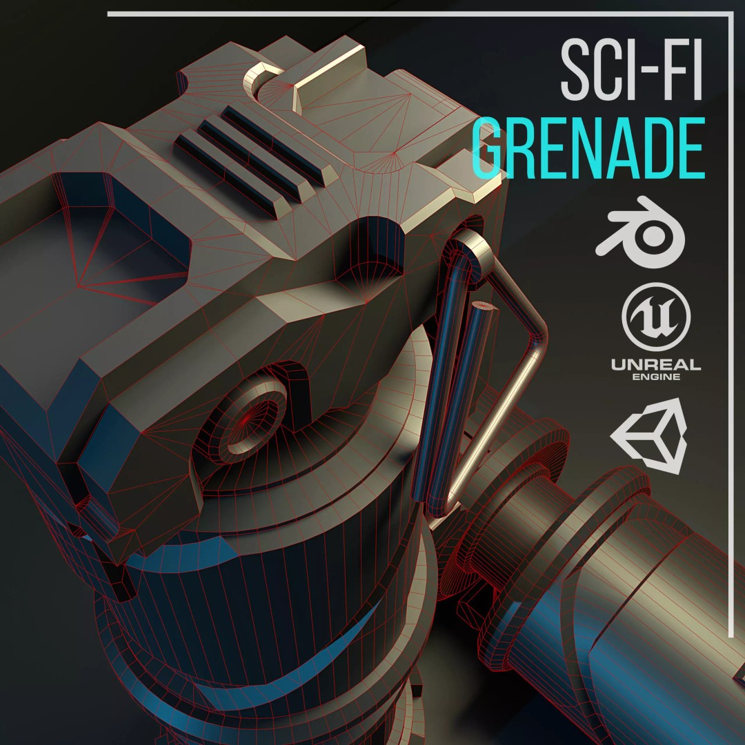 Sci-Fi Grenade 3D Model – Low Poly Game Ready Asset, FBX - View 16