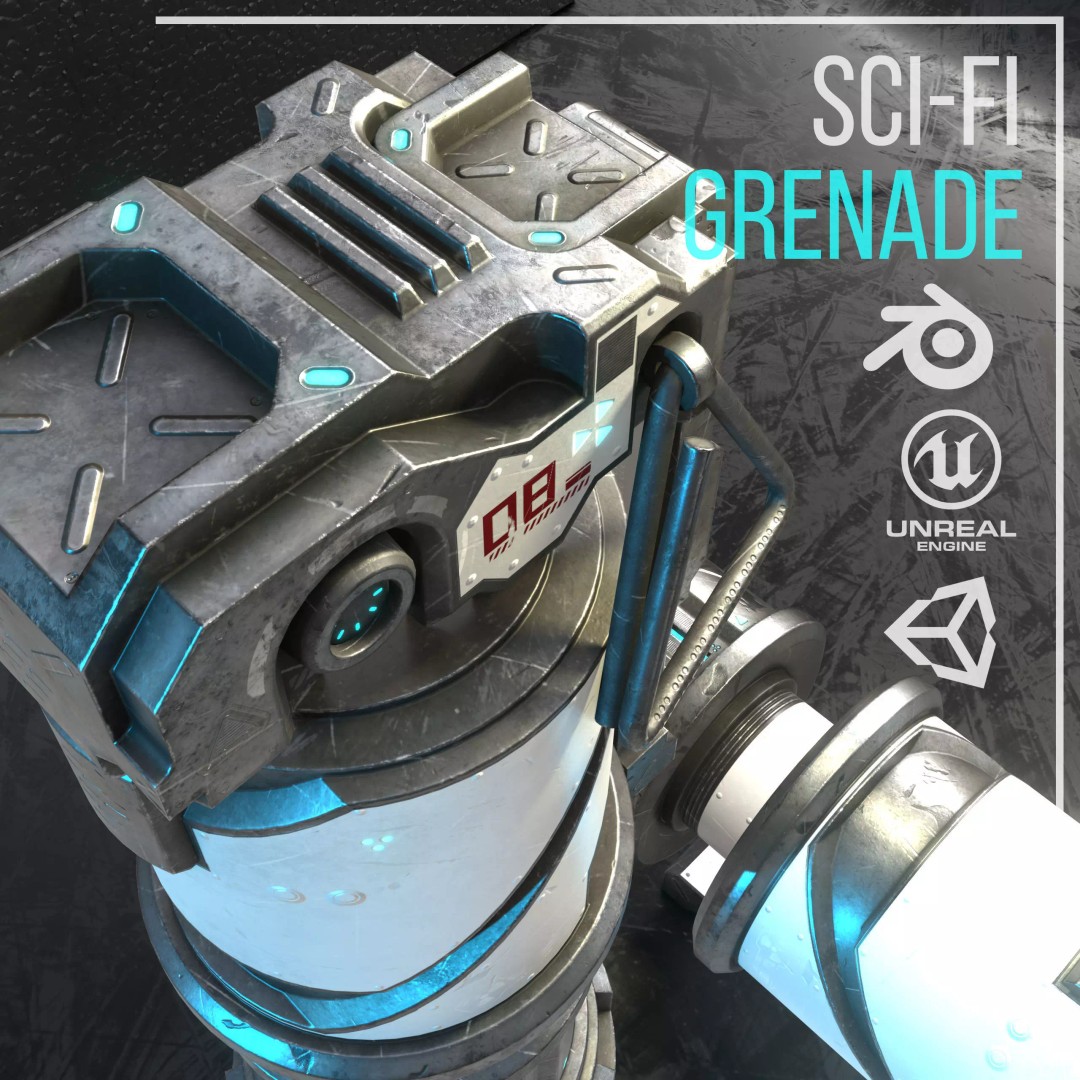 Sci-Fi Grenade 3D Model – Low Poly Game Ready Asset, FBX - View 5