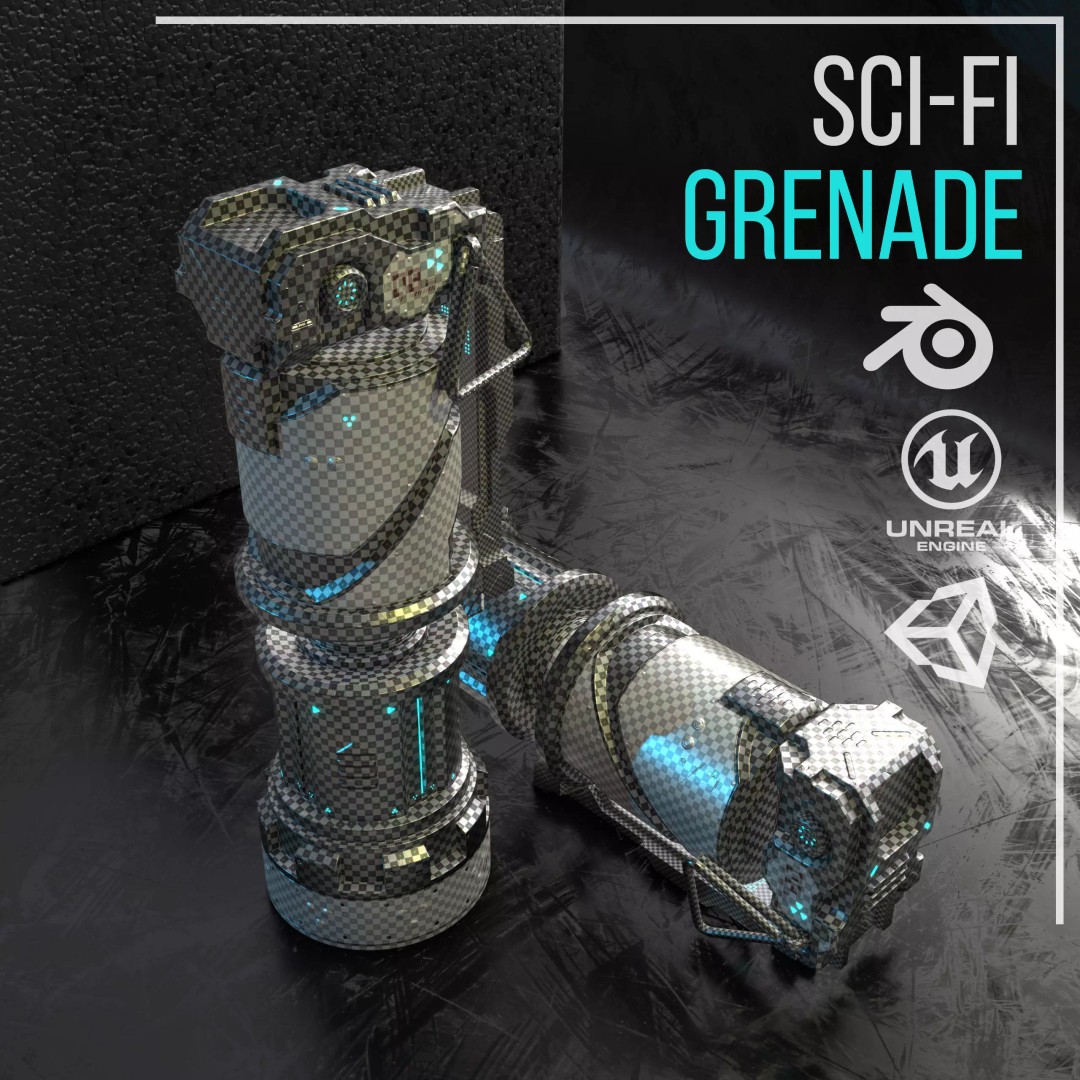 Sci-Fi Grenade 3D Model – Low Poly Game Ready Asset, FBX - View 8
