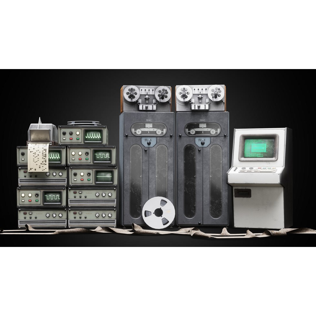 Retro Mainframe PC 3D Model – Low Poly Game Asset, FBX, Blender