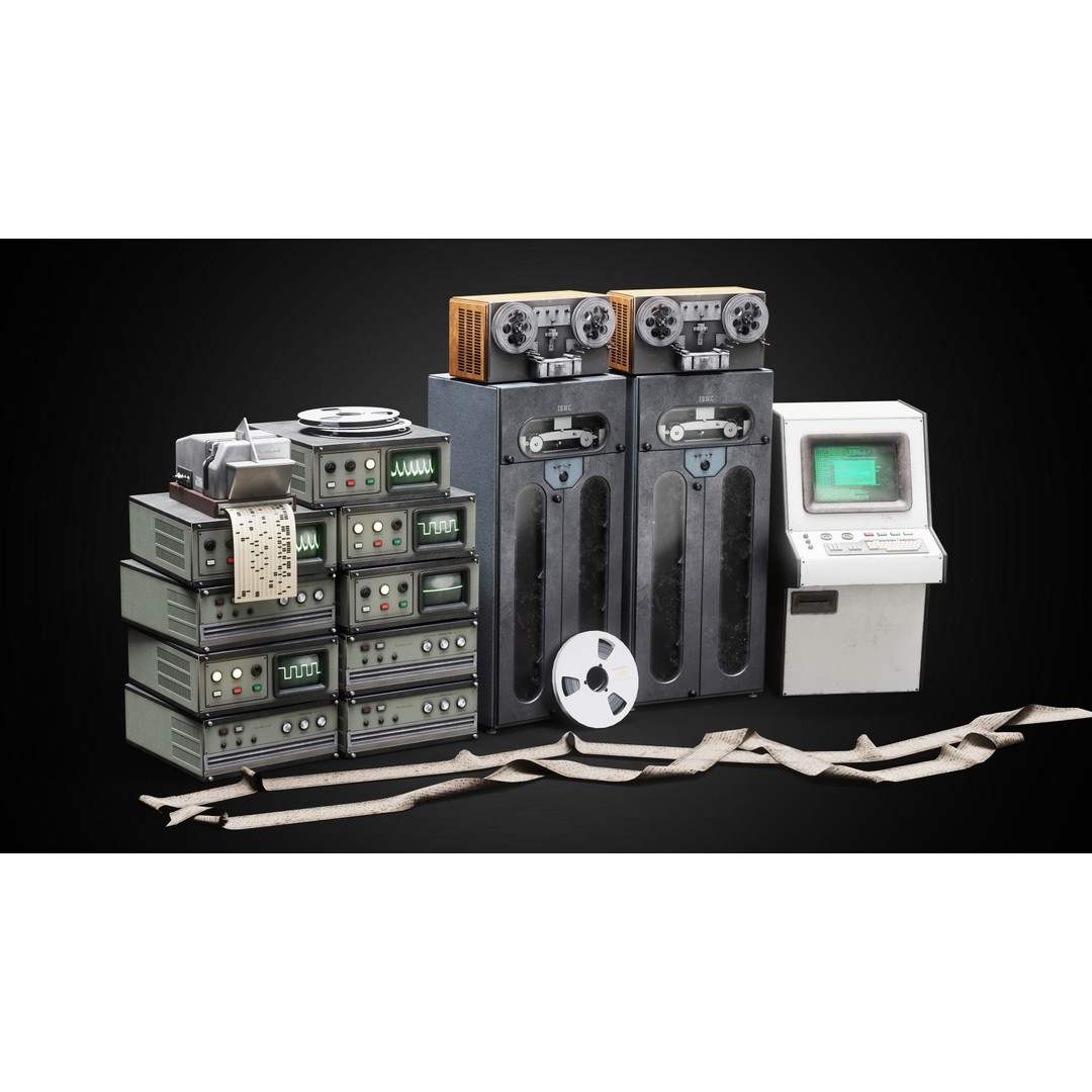 Retro Mainframe PC 3D Model – Low Poly Game Asset, FBX, Blender - View 4