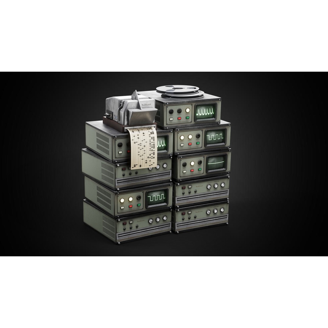 Retro Mainframe PC 3D Model – Low Poly Game Asset, FBX, Blender - View 5