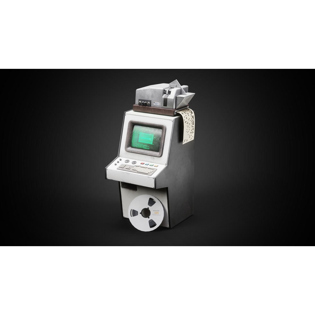 Retro Mainframe PC 3D Model – Low Poly Game Asset, FBX, Blender - View 7