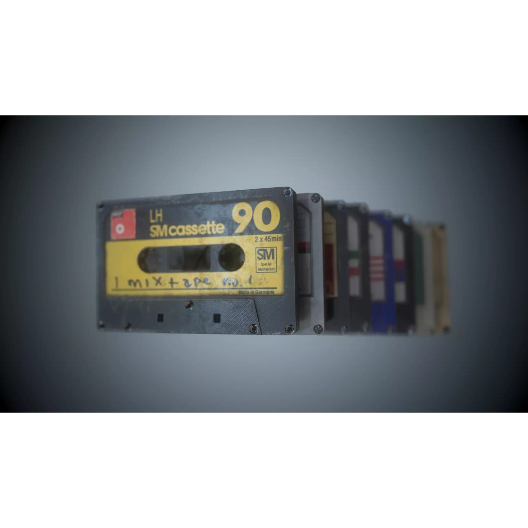 Cassette Tapes 3D Model – Low Poly Game Asset with PBR Textures - View 2