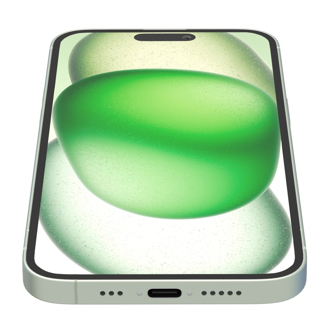 Apple iPhone 15 Green 3D Model – Low Poly Game Ready, FBX, OBJ - View 12