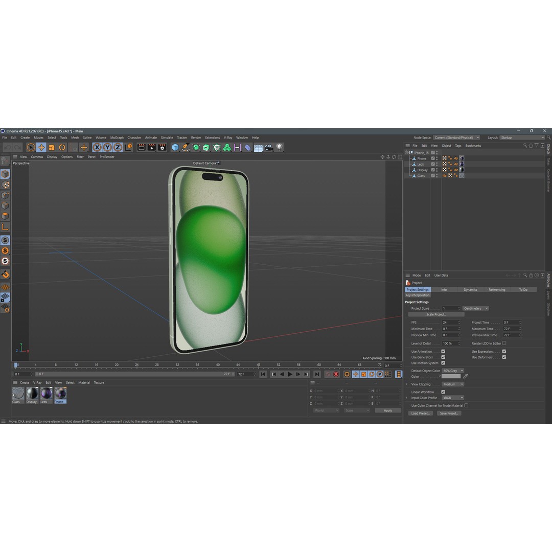 Apple iPhone 15 Green 3D Model – Low Poly Game Ready, FBX, OBJ - View 14