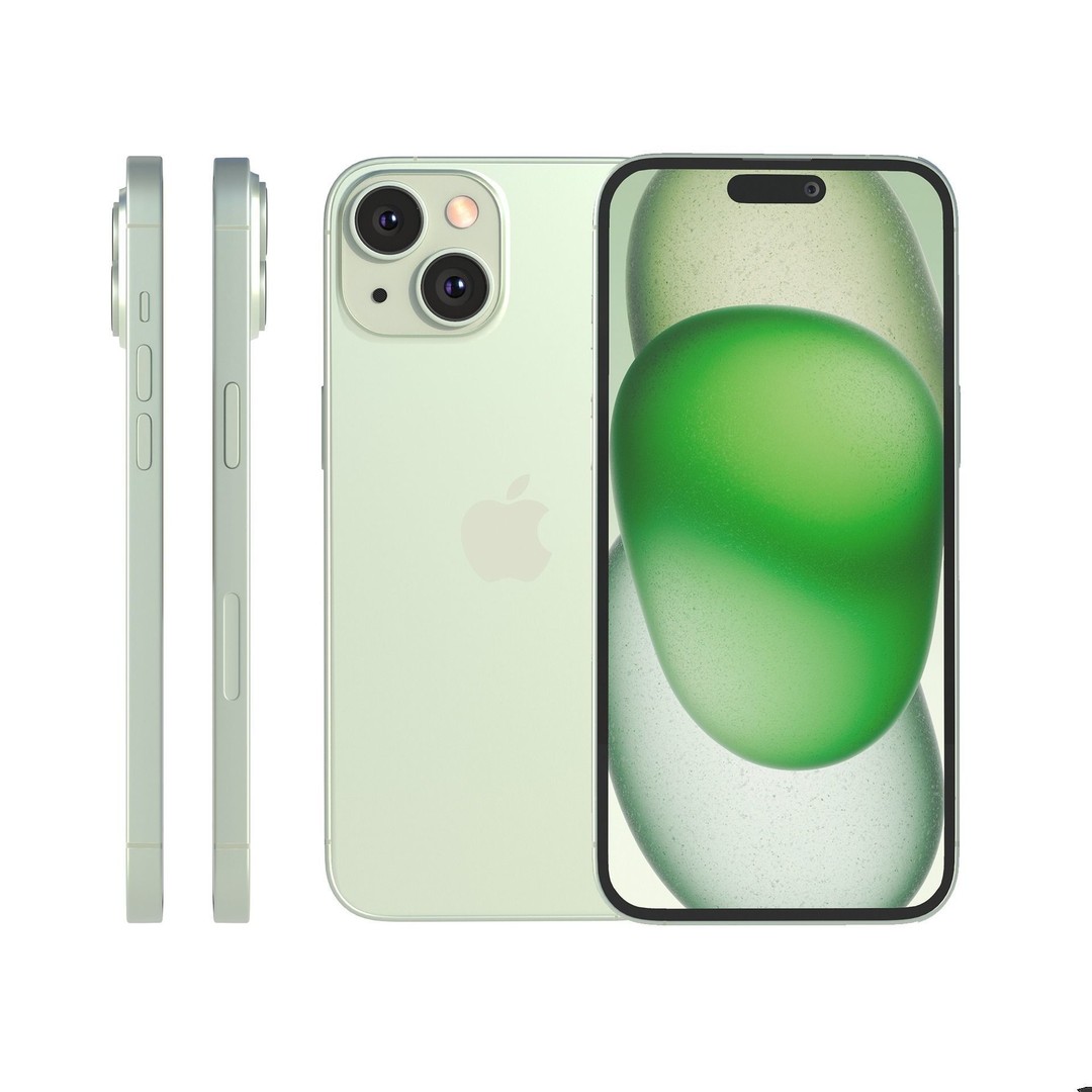 Apple iPhone 15 Green 3D Model – Low Poly Game Ready, FBX, OBJ - View 3