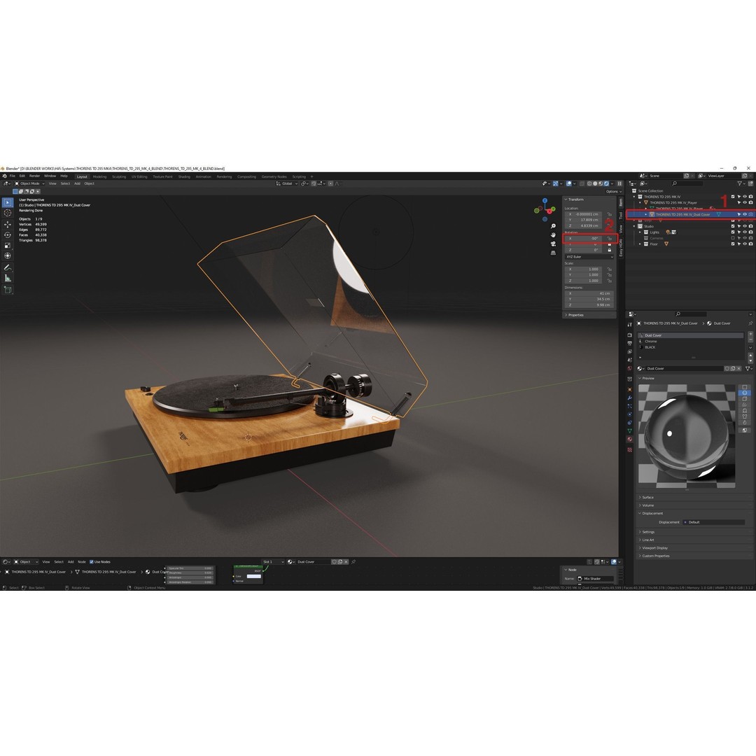 THORENS TD 295 MK IV Turntable 3D Model – High Detail, PBR, Blender, FBX