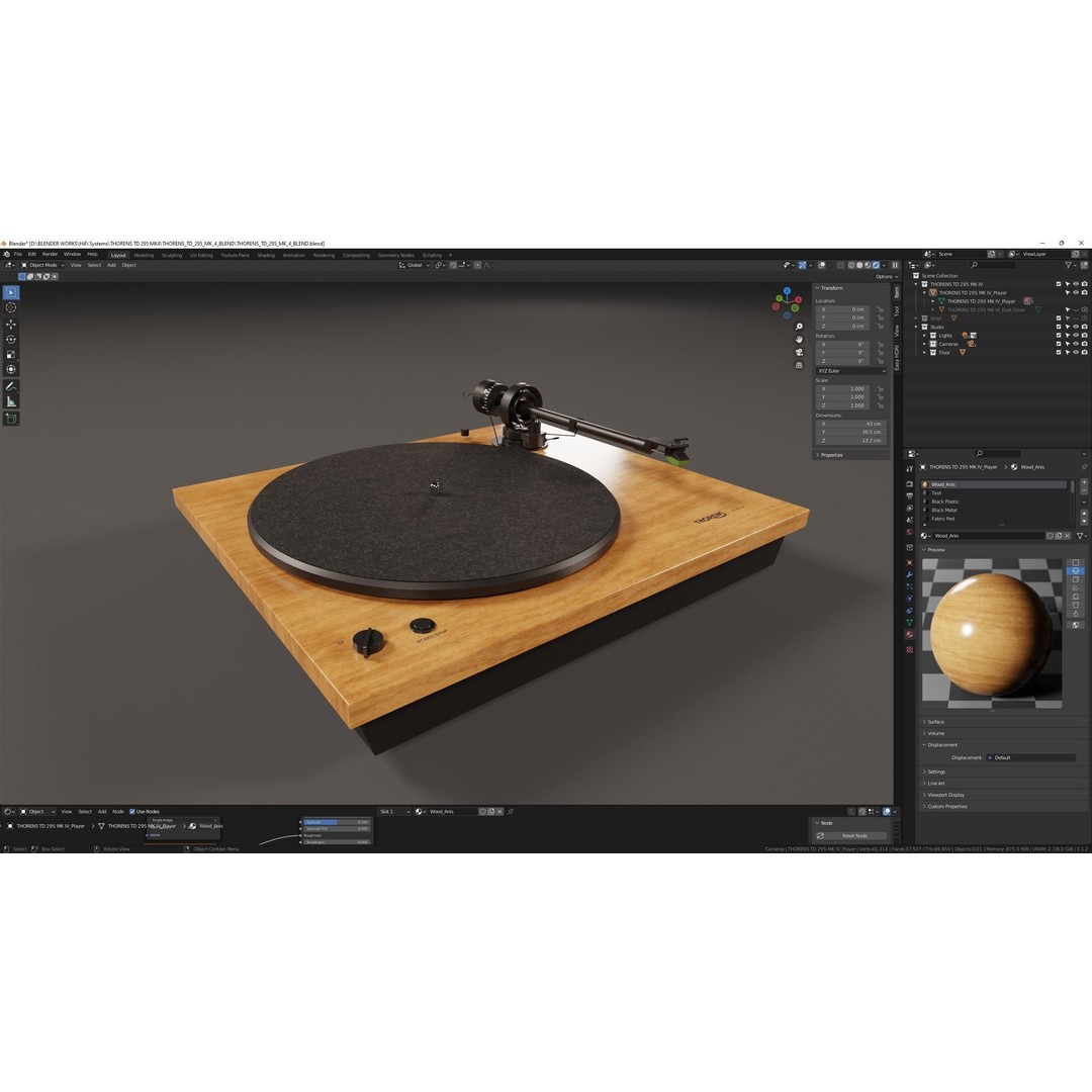 THORENS TD 295 MK IV Turntable 3D Model – High Detail, PBR, Blender, FBX - View 16