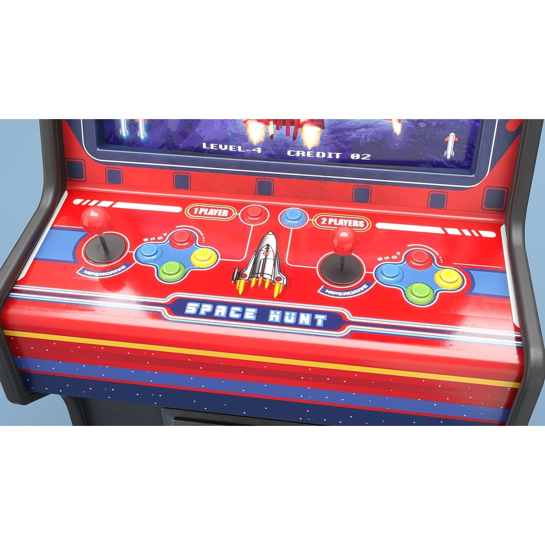 Space Hunt Arcade Machine 3D Model – Low Poly Game Asset, FBX, PBR - View 13