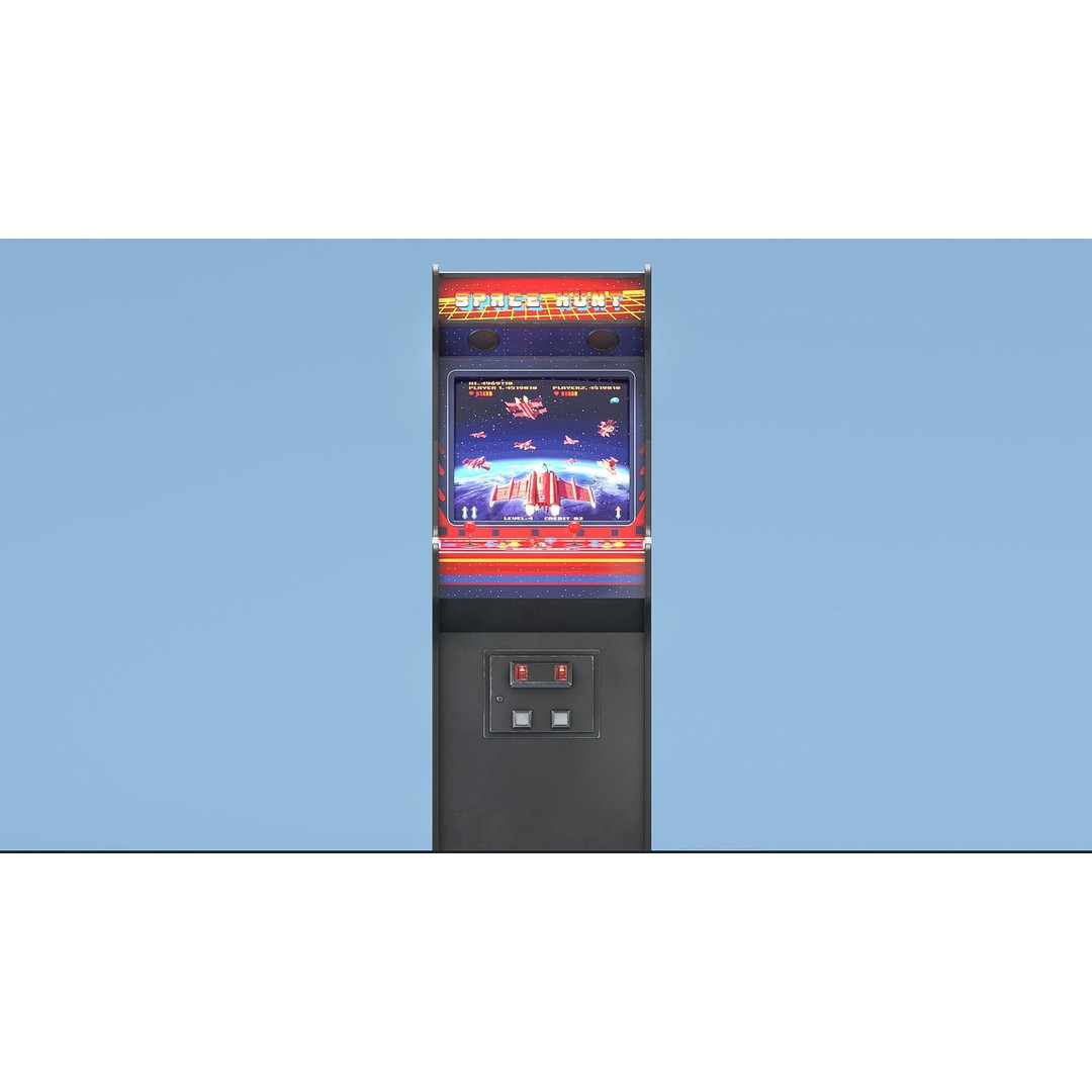 Space Hunt Arcade Machine 3D Model – Low Poly Game Asset, FBX, PBR - View 4