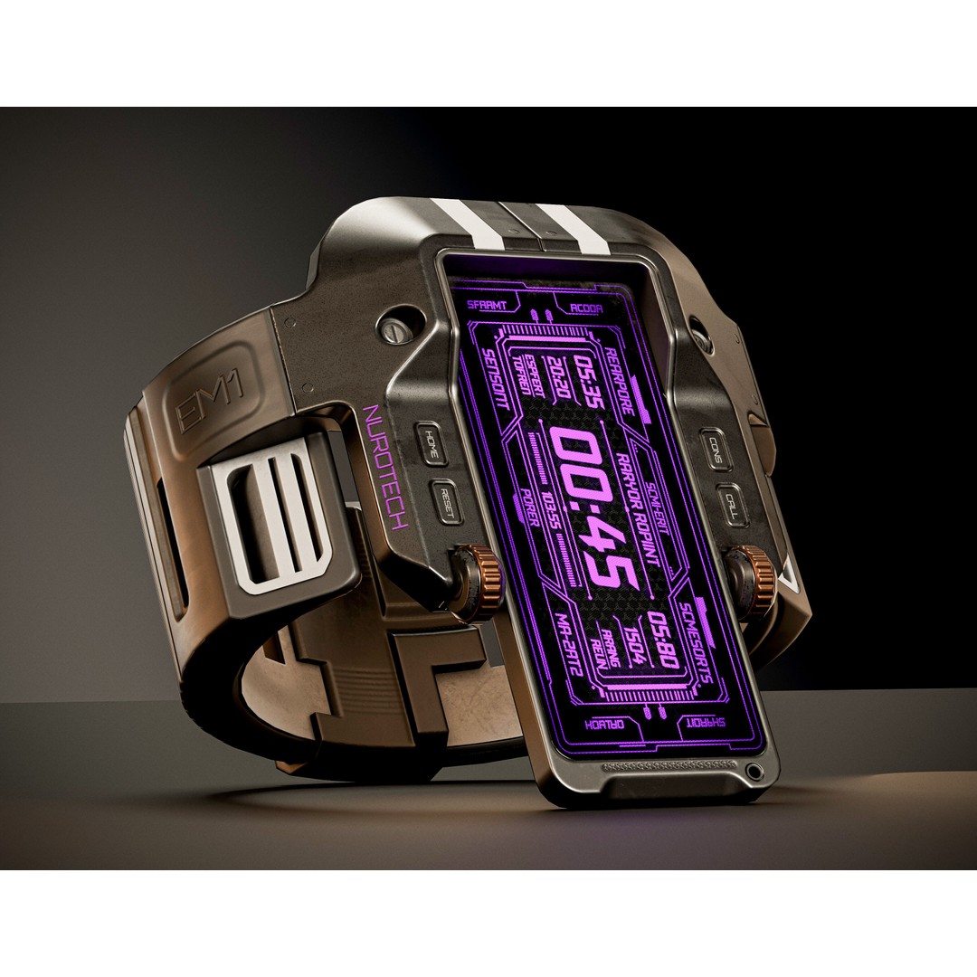 EM1 Watch Concept 3D Model – Low Poly PBR Game Asset, FBX & OBJ - View 3