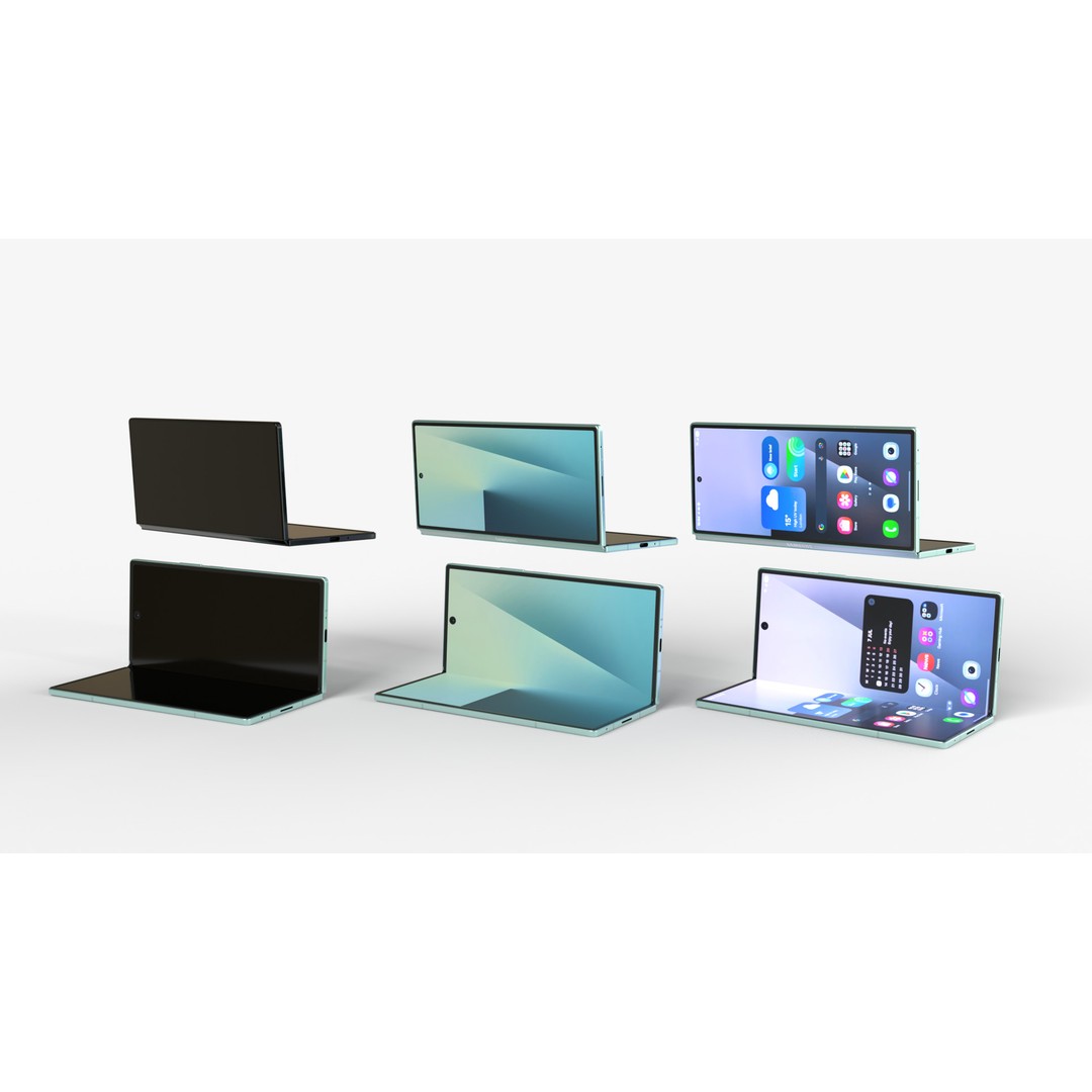 Samsung Galaxy Z Fold 7 3D Model – Rigged PBR Textures, FBX, Blender - View 6