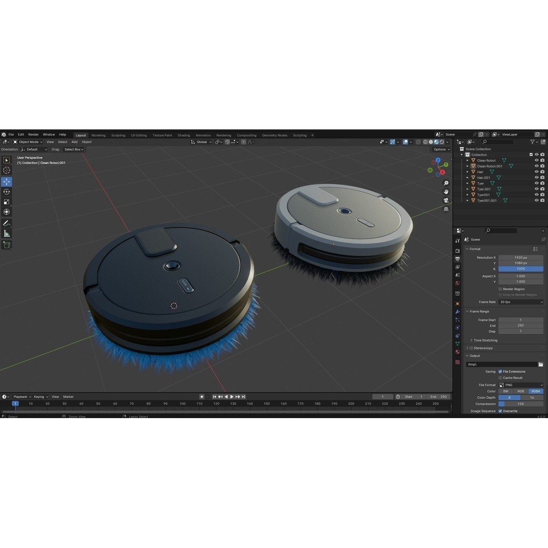 Floor Cleaning Robot 3D Model – Low Poly PBR Game Asset, FBX - View 17