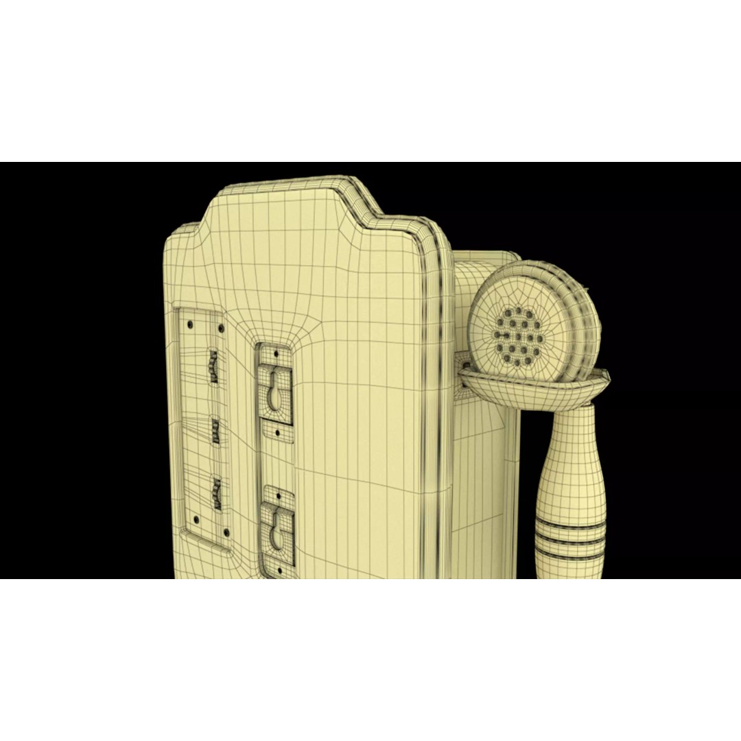 Vintage Rotary Wall Phone 3D Model – High Poly PBR Asset, FBX & OBJ