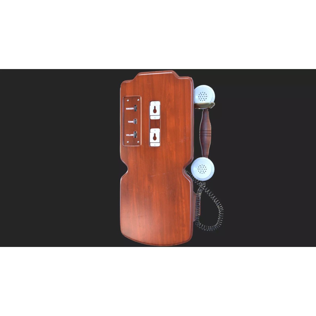 Vintage Rotary Wall Phone 3D Model – High Poly PBR Asset, FBX & OBJ - View 10