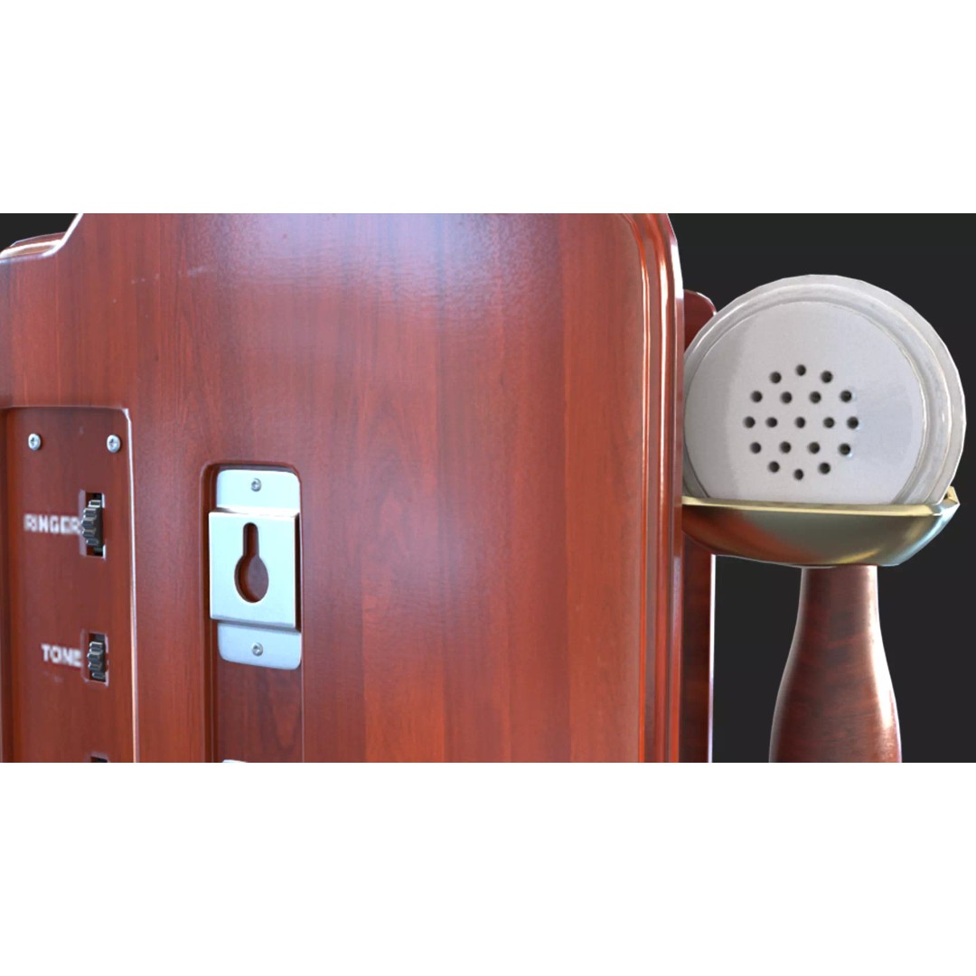 Vintage Rotary Wall Phone 3D Model – High Poly PBR Asset, FBX & OBJ - View 11