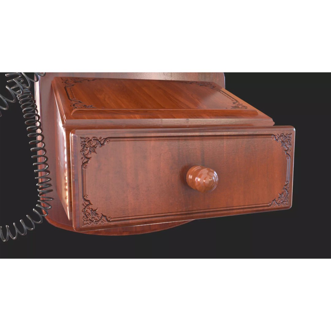 Vintage Rotary Wall Phone 3D Model – High Poly PBR Asset, FBX & OBJ - View 14