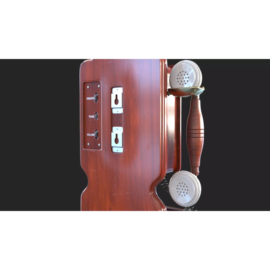 Vintage Rotary Wall Phone 3D Model – High Poly PBR Asset, FBX & OBJ - View 15
