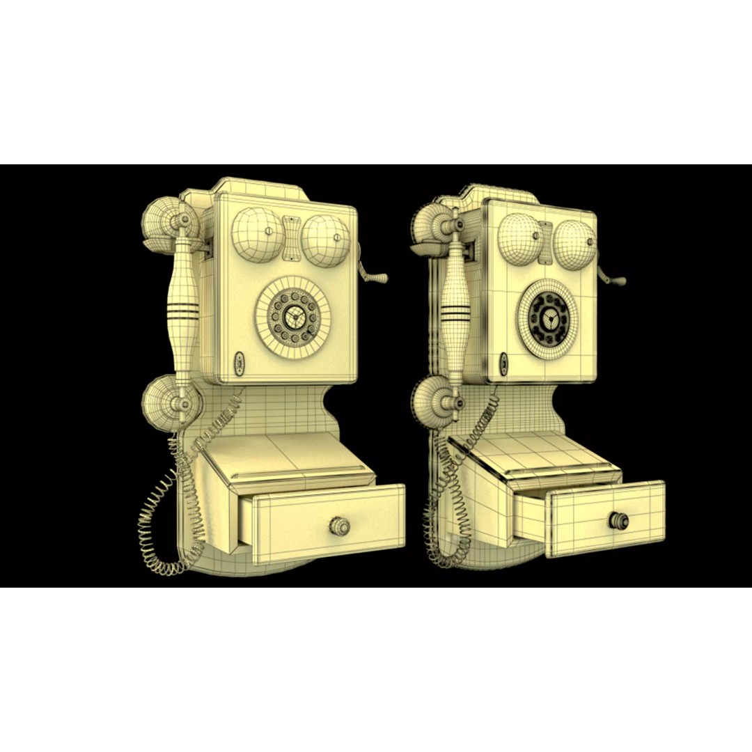 Vintage Rotary Wall Phone 3D Model – High Poly PBR Asset, FBX & OBJ - View 16