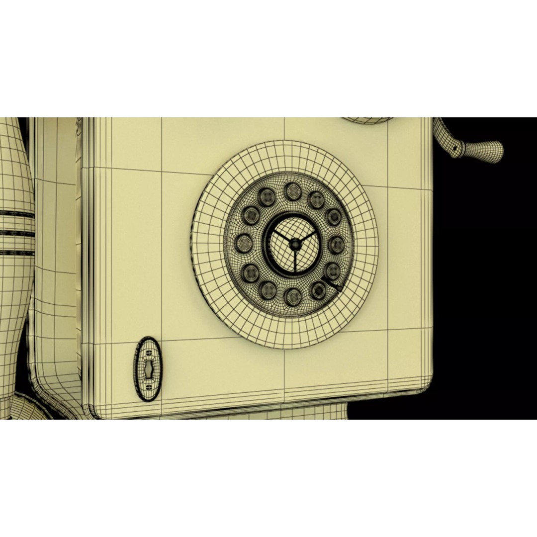 Vintage Rotary Wall Phone 3D Model – High Poly PBR Asset, FBX & OBJ - View 18