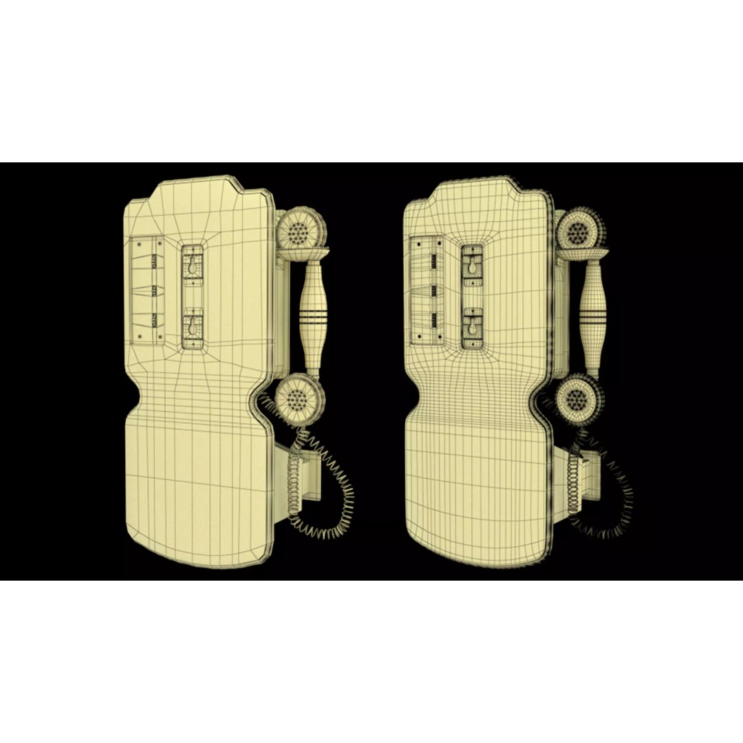 Vintage Rotary Wall Phone 3D Model – High Poly PBR Asset, FBX & OBJ - View 19