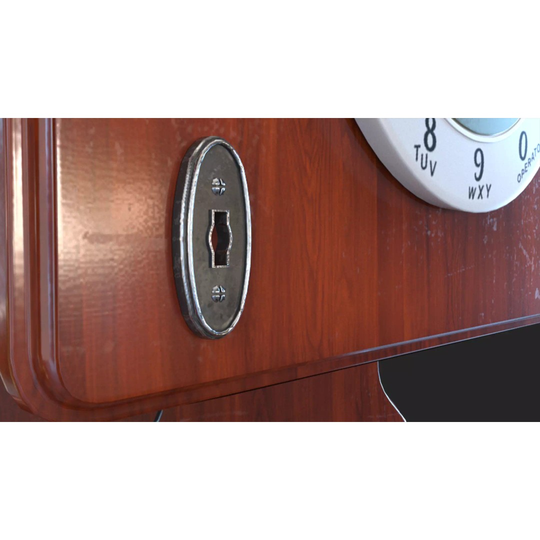 Vintage Rotary Wall Phone 3D Model – High Poly PBR Asset, FBX & OBJ - View 9