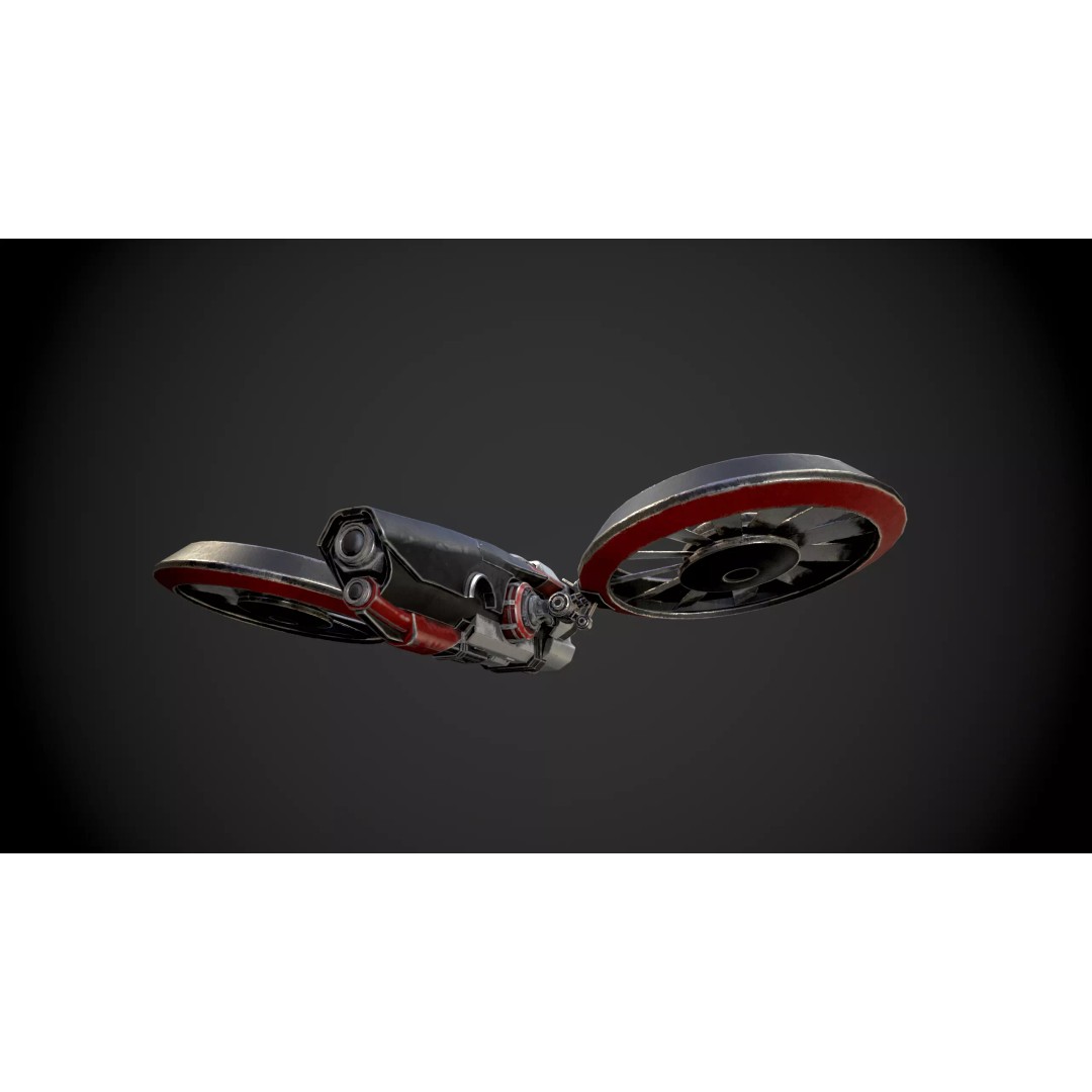 Low Poly Combat Drone 3D Model – Textured Military Asset, FBX, OBJ - View 10