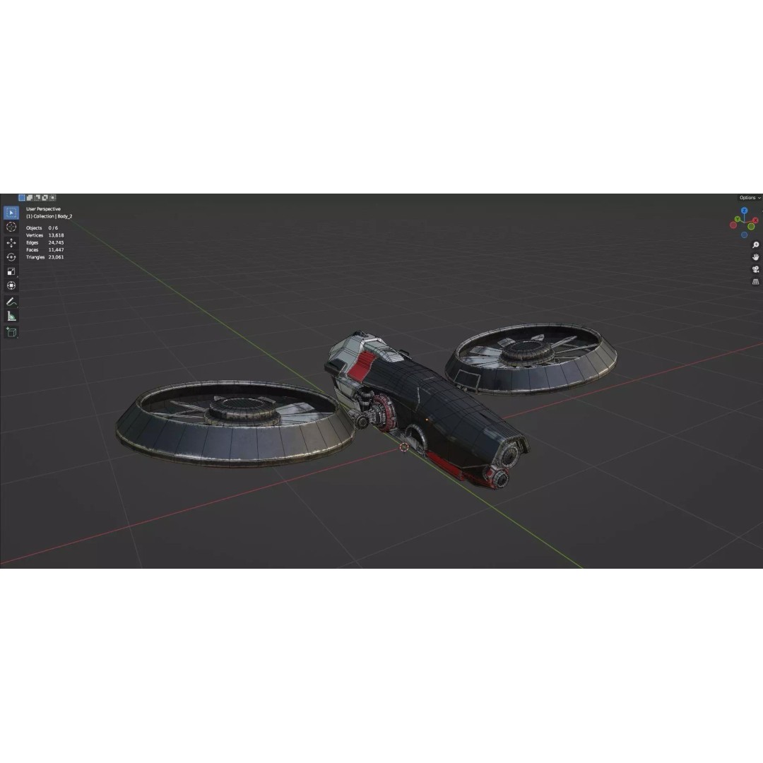 Low Poly Combat Drone 3D Model – Textured Military Asset, FBX, OBJ - View 12