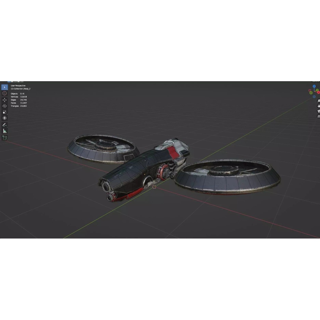 Low Poly Combat Drone 3D Model – Textured Military Asset, FBX, OBJ - View 13