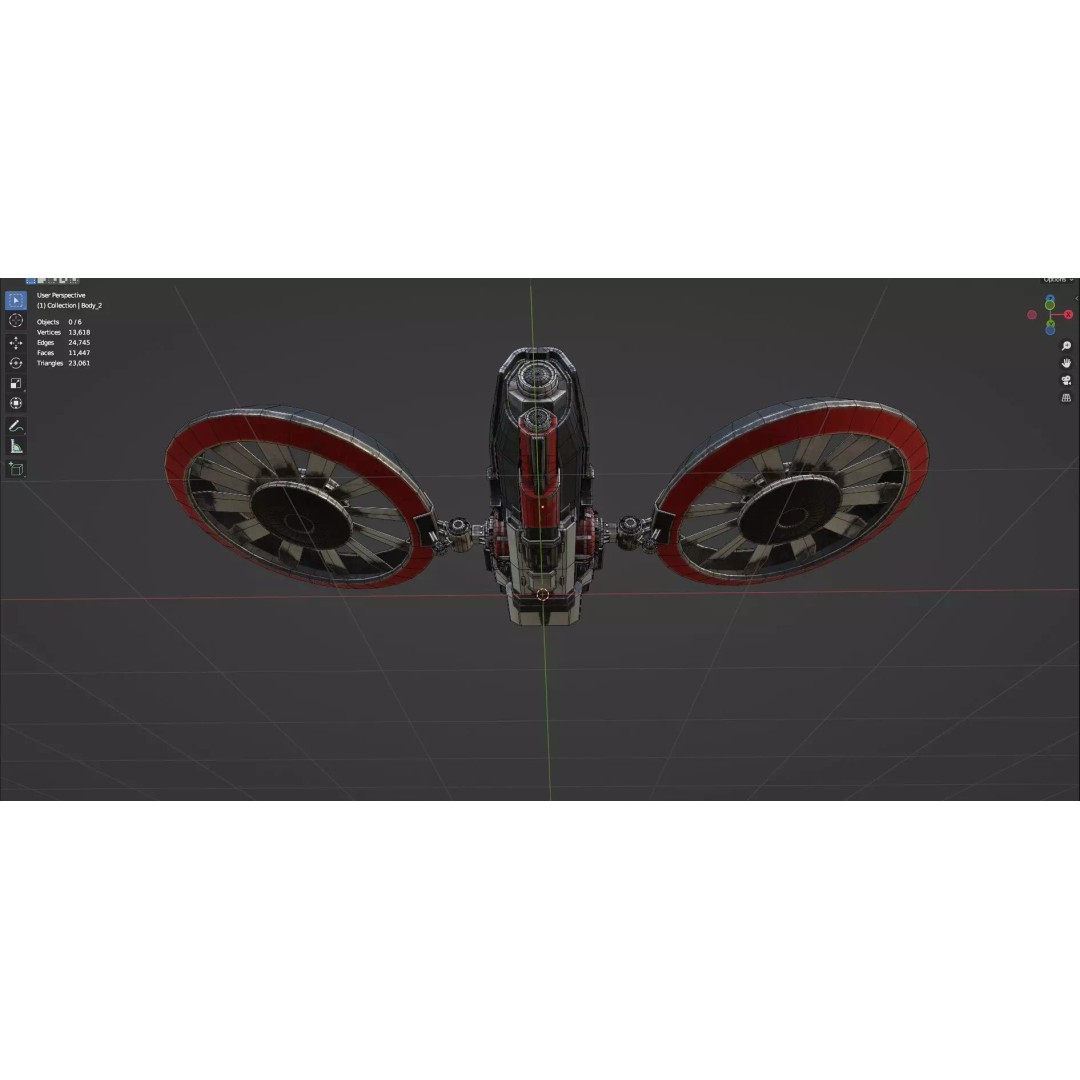 Low Poly Combat Drone 3D Model – Textured Military Asset, FBX, OBJ - View 15