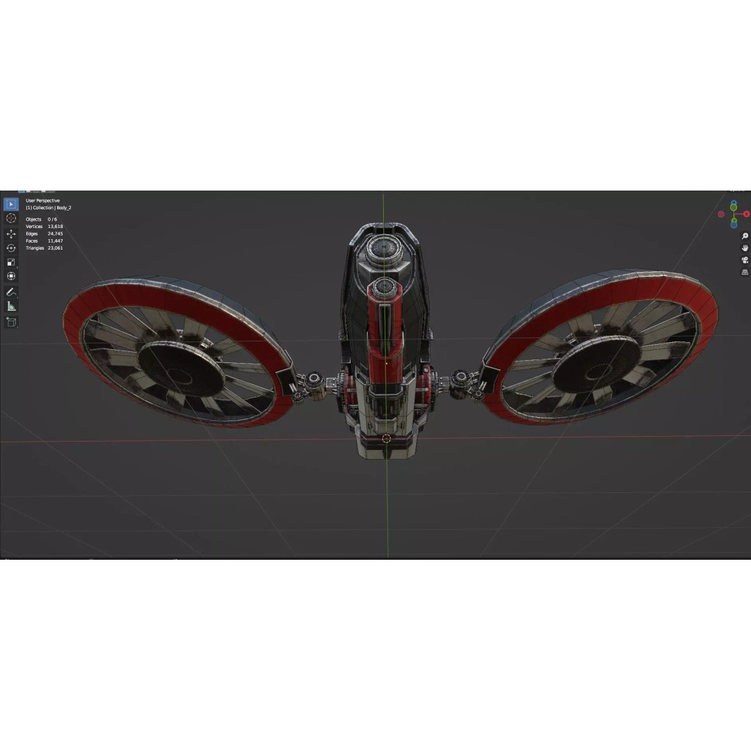 Low Poly Combat Drone 3D Model – Textured Military Asset, FBX, OBJ - View 16