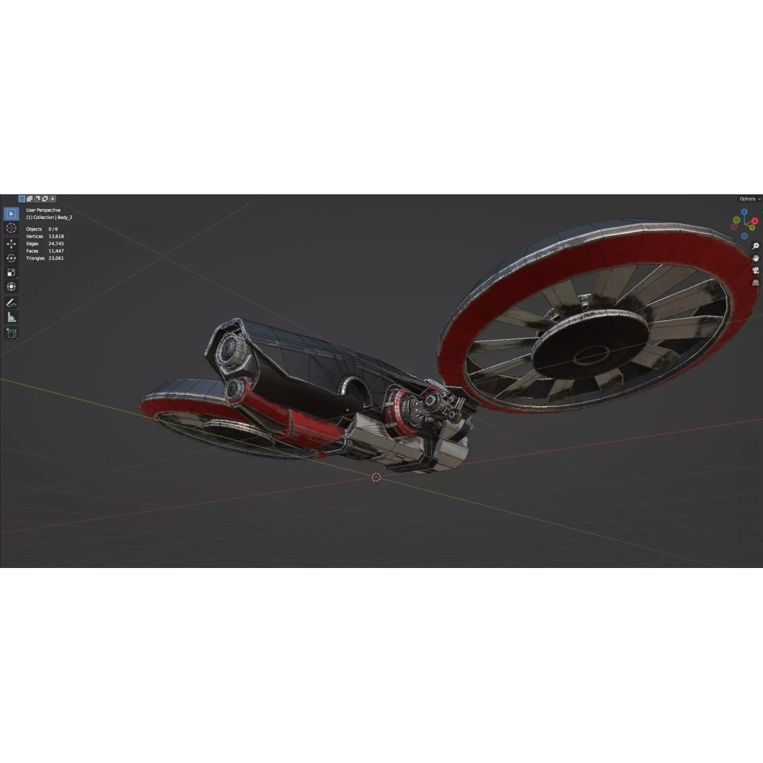 Low Poly Combat Drone 3D Model – Textured Military Asset, FBX, OBJ - View 17