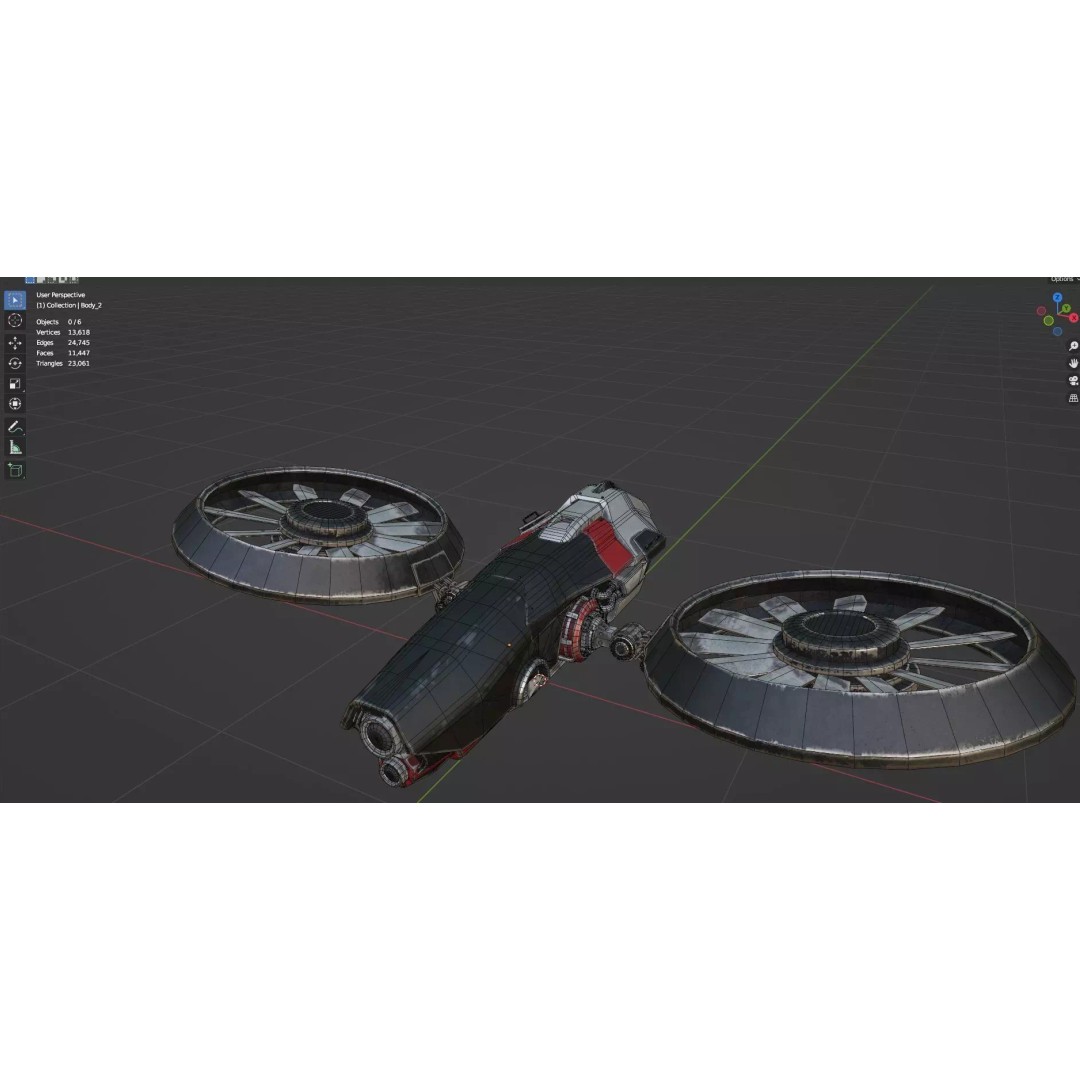 Low Poly Combat Drone 3D Model – Textured Military Asset, FBX, OBJ - View 19