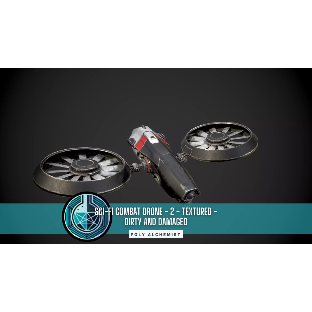 Low Poly Combat Drone 3D Model – Textured Military Asset, FBX, OBJ - View 2