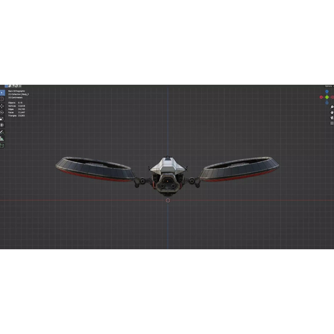 Low Poly Combat Drone 3D Model – Textured Military Asset, FBX, OBJ - View 22