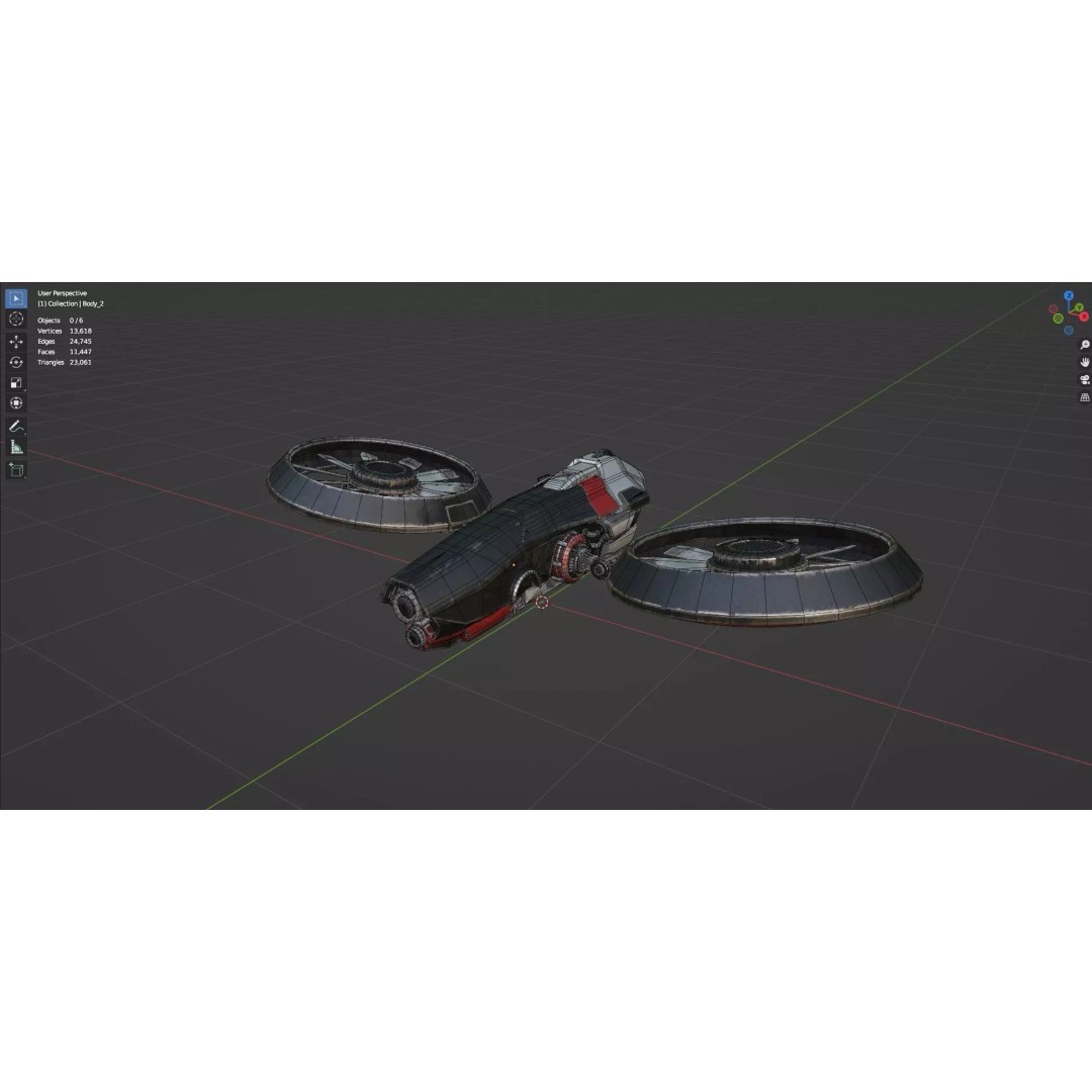 Low Poly Combat Drone 3D Model – Textured Military Asset, FBX, OBJ - View 25