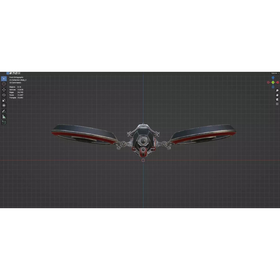 Low Poly Combat Drone 3D Model – Textured Military Asset, FBX, OBJ - View 28