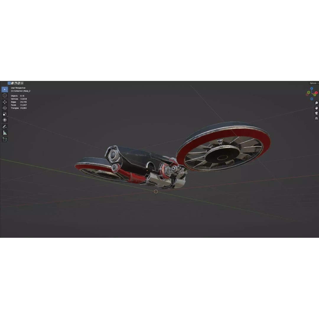 Low Poly Combat Drone 3D Model – Textured Military Asset, FBX, OBJ - View 30