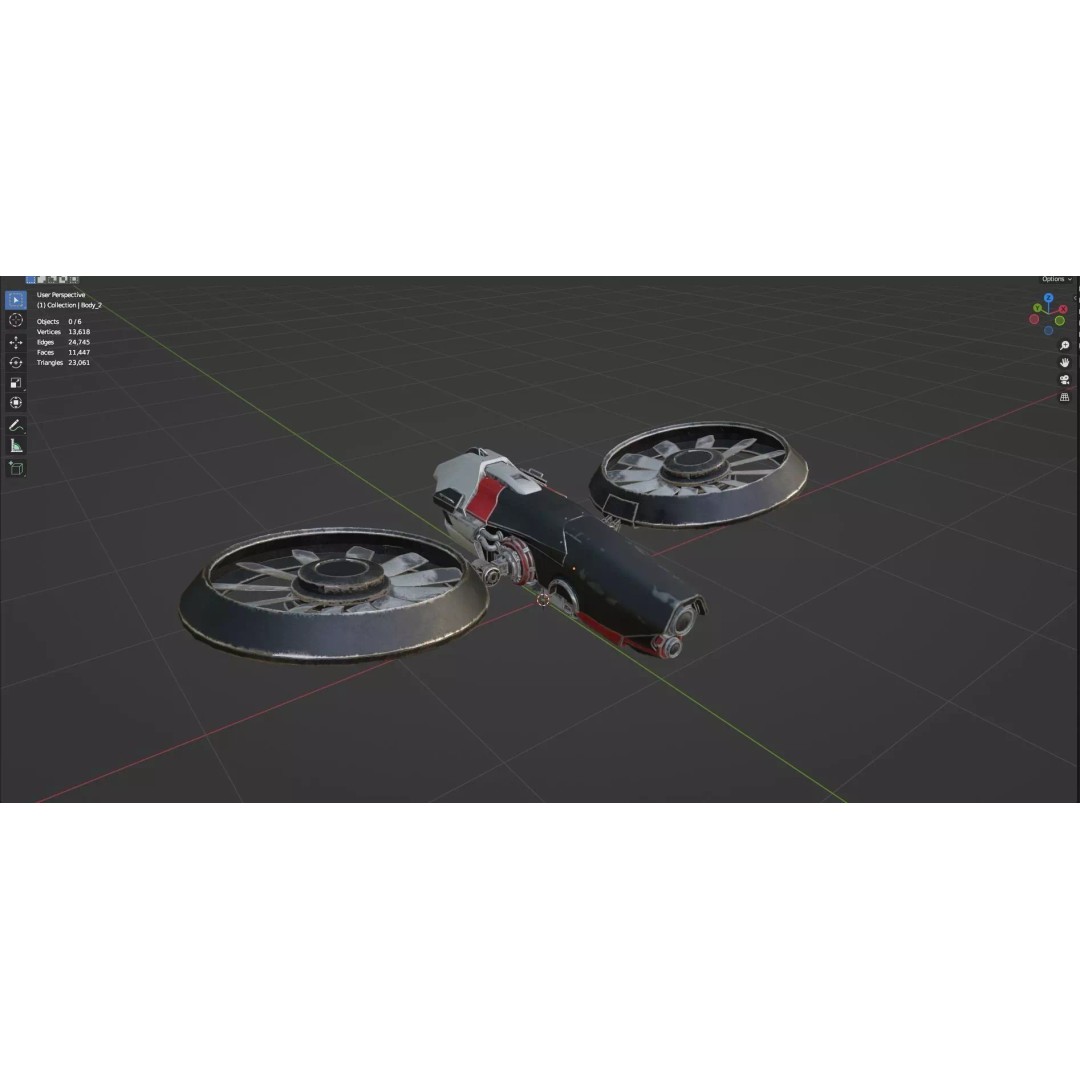 Low Poly Combat Drone 3D Model – Textured Military Asset, FBX, OBJ - View 34