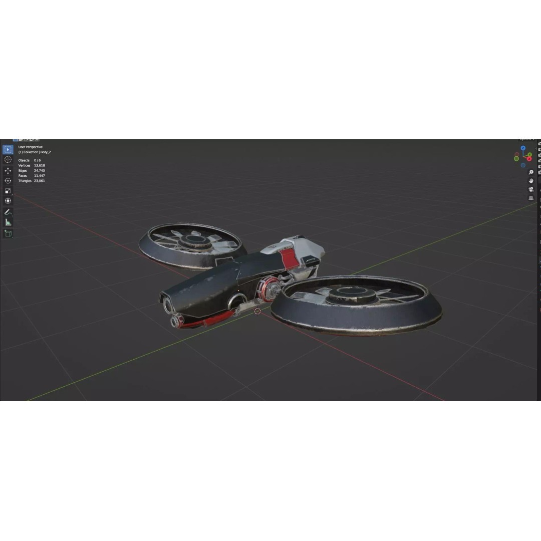 Low Poly Combat Drone 3D Model – Textured Military Asset, FBX, OBJ - View 35