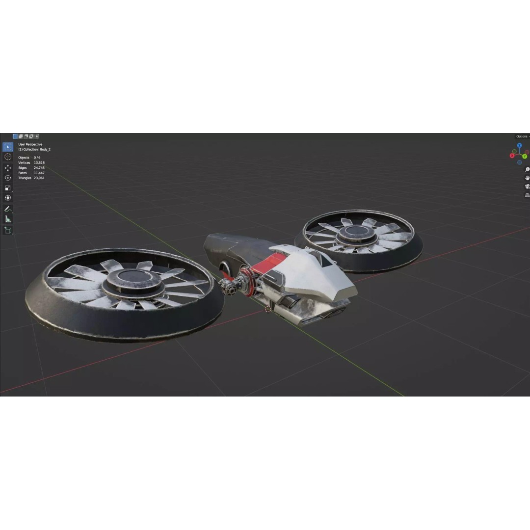 Low Poly Combat Drone 3D Model – Textured Military Asset, FBX, OBJ - View 36
