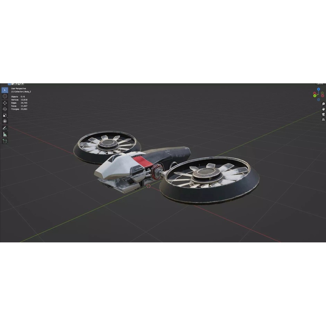 Low Poly Combat Drone 3D Model – Textured Military Asset, FBX, OBJ - View 37
