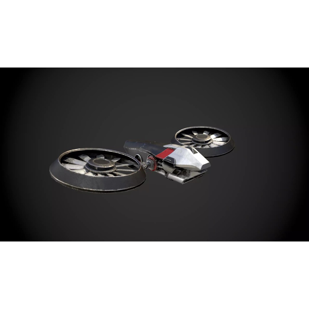 Low Poly Combat Drone 3D Model – Textured Military Asset, FBX, OBJ - View 5