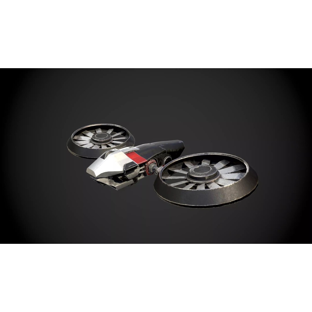 Low Poly Combat Drone 3D Model – Textured Military Asset, FBX, OBJ - View 6