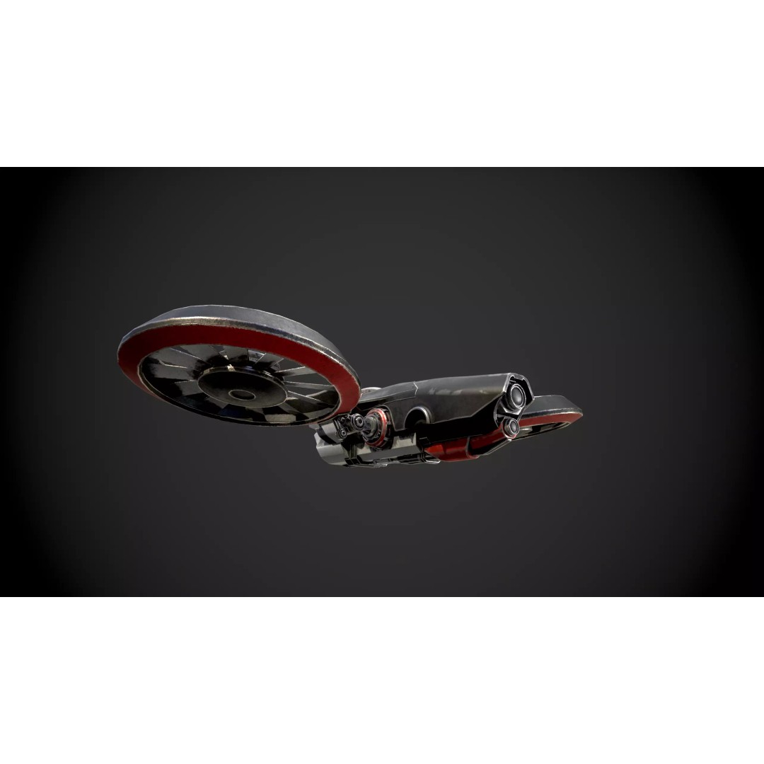 Low Poly Combat Drone 3D Model – Textured Military Asset, FBX, OBJ - View 9