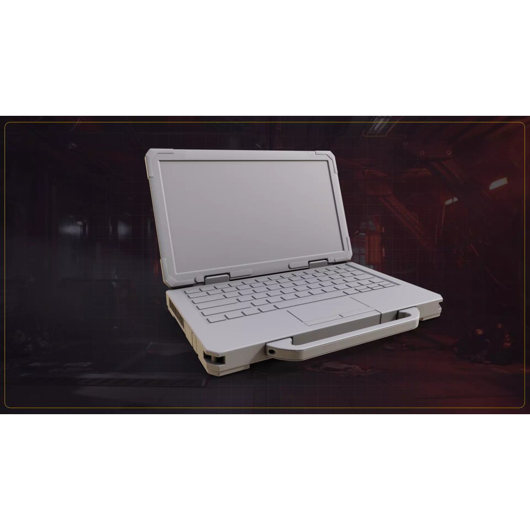 Tactical Laptop 3D Model – Low Poly Game Asset, FBX & OBJ Formats